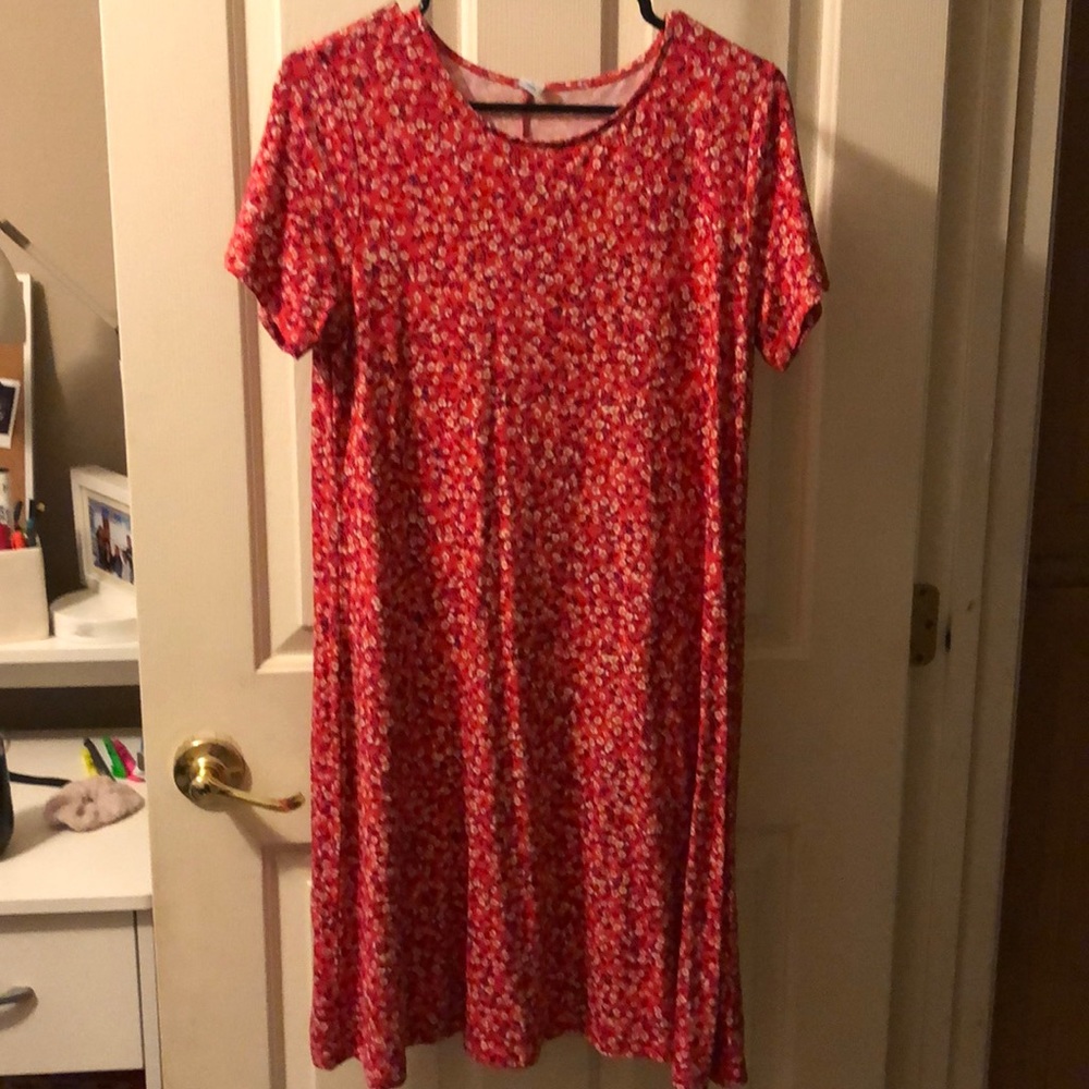 Red floral dress